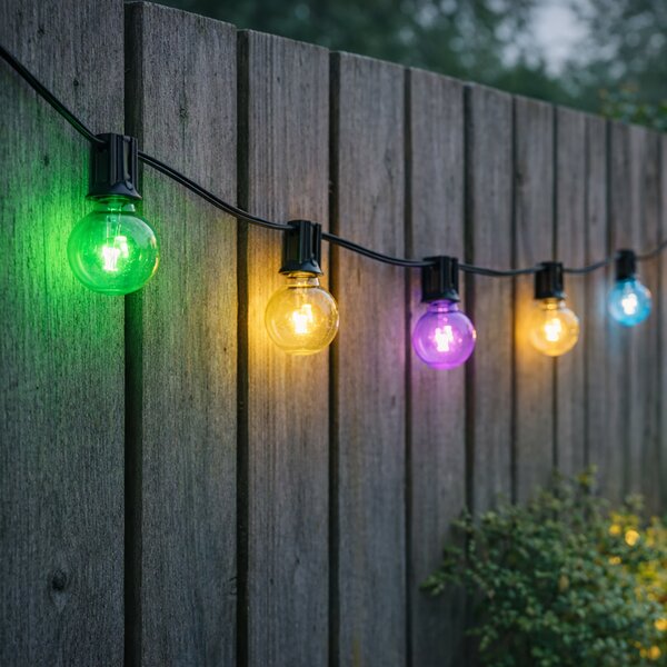 Kültéri fényfüzér 10m LED-del 10 lámpa RGBW napelemes - Russell