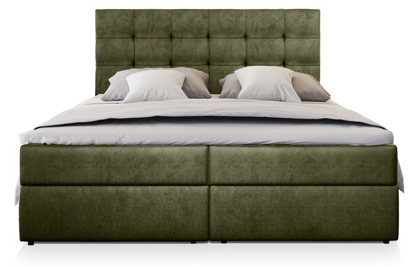 GLOS M ágyneműtartós boxspring ágy 140x200 - olivazöld