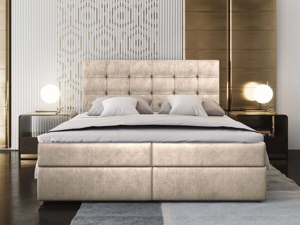 GLOS M ágyneműtartós boxspring ágy 140x200 - krémszínű