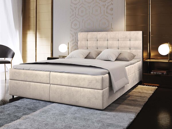 GLOS M ágyneműtartós boxspring ágy 140x200 - krémszínű