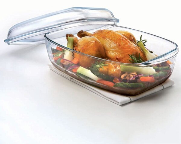 Pyrex Essentials szögletes hőálló edény fedővel 7 l