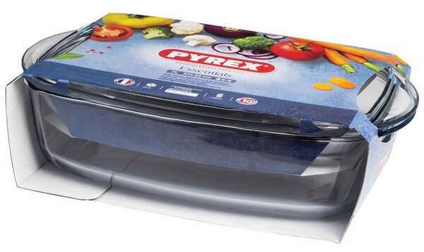 Pyrex Essentials szögletes hőálló edény fedővel 7 l