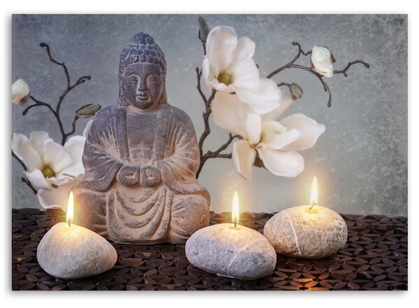 Gario Vászonkép Buddha és gyertyák Méret: 60 x 40 cm, Kivitelezés: Vászonkép