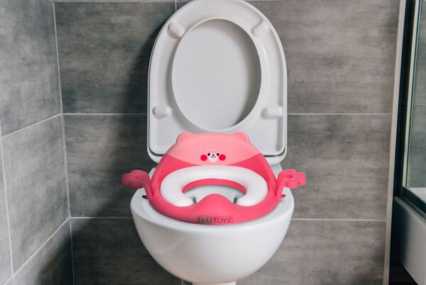 Wc szűkítő ülőke fülekkel puha párnával rózsaszín