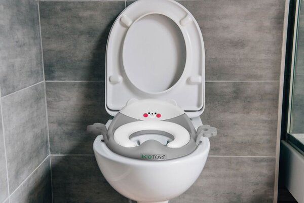 Wc szűkítő ülőke fülekkel puha párnával szürke