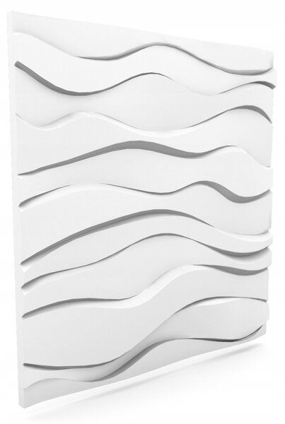 MYWALL ZEFIR fehér festhető polisztirol 3d falpanel, hullám mintás (60x60cm)