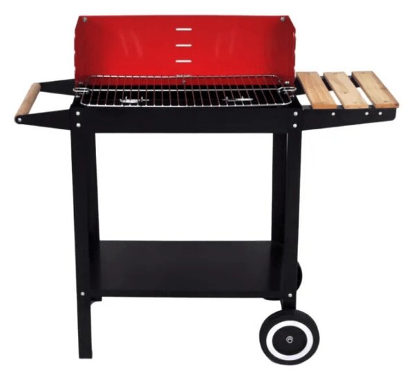 Kerti grill faszénnel BBQ 87x35 cm, fekete/piros
