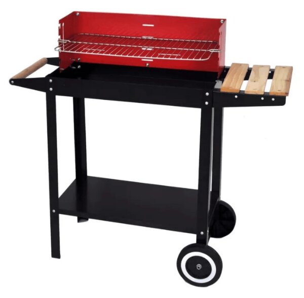Kerti grill faszénnel BBQ 87x35 cm, fekete/piros