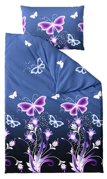 Mikroszálas ágynemű VIOLET BUTTERFLY sötétkék Ágyneműhuzat mérete: 70 x 90 cm | 140 x 200 cm