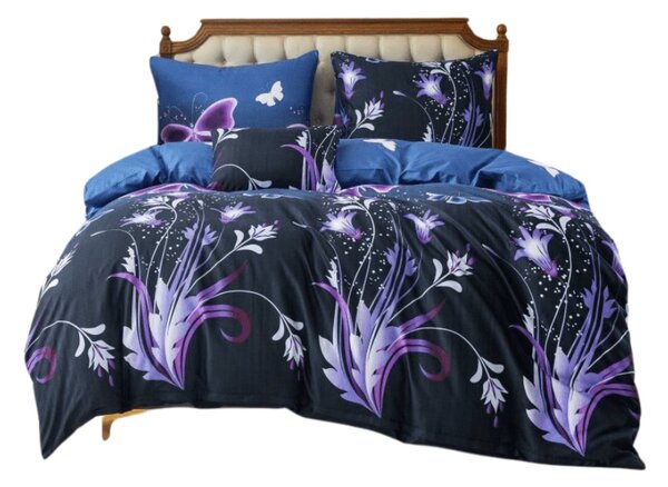 Mikroszálas ágynemű VIOLET BUTTERFLY sötétkék Ágyneműhuzat mérete: 70 x 90 cm | 140 x 200 cm