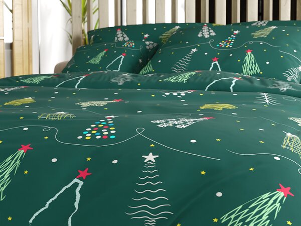 Mikroszálas ágyneműhuzat CHRISTMAS DRIFT zöld Ágyneműhuzat mérete: 2 db 70 x 90 cm | 200 x 220 cm