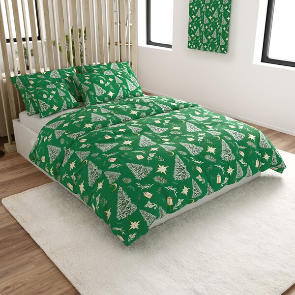 Mikroszálas ágyneműhuzat GREEN CHRISTMAS zöld Ágyneműhuzat mérete: 70 x 90 cm | 140 x 200 cm