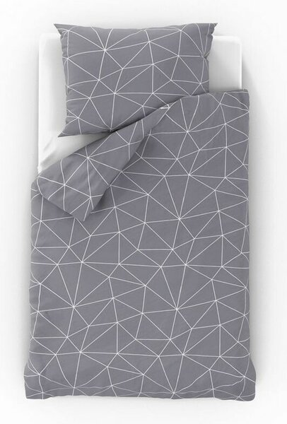 Kvalitex Nordic Grid ágyneműhuzat pamut szürke, 140 x 200 cm, 70 x 90 cm