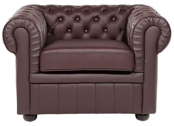 Fotel CHESTERFIELD Bőr Barna