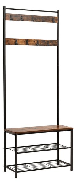 Fém előszobafal TAYLOR 72x175 cm, fekete/rusztikus barna