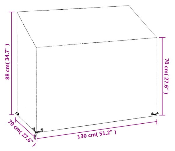 2 db polietilén kerti pad huzat 8 fűzőlyukkal 130x70x70/88 cm