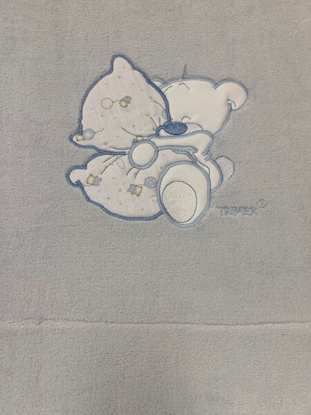Wellsoft takaró bélelt 70×100 cm - kék ölelő maci
