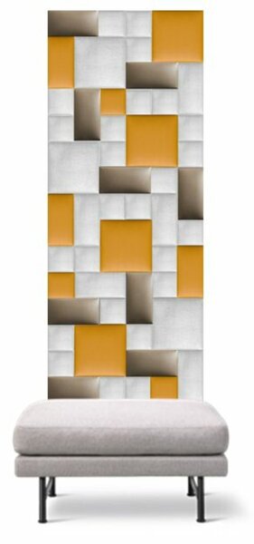 Előszobafal-53 modern panelekből összerakható, barna, beige, sárga színű dekor