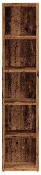 2 db antik fa színű szerelt fa CD-tartó szekrény 21x16x93,5 cm