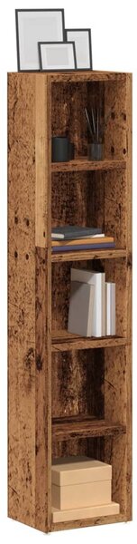 2 db antik fa színű szerelt fa CD-tartó szekrény 21x16x93,5 cm