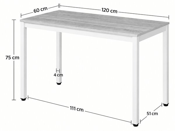 Étkező szett 1 + 4, fehér TESSA asztal 120x60 cm tölgy dekor + bézs BALI MARK szék bükkfa lábakkal