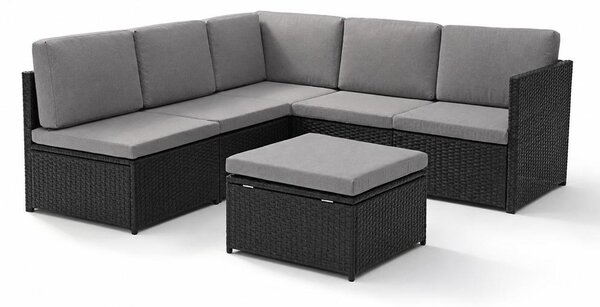 AVENBERG VIS Kerti rattan garnitúra - fekete/sötétszürke