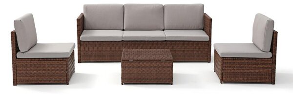 AVENBERG VIS Kerti rattan garnitúra - barna/világosszürke