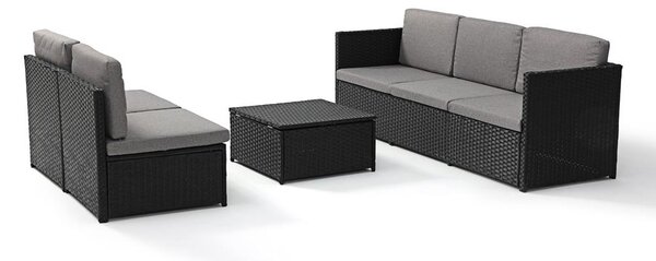 AVENBERG VIS Kerti rattan garnitúra - fekete/sötétszürke