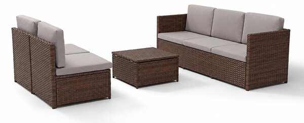 AVENBERG VIS Kerti rattan garnitúra - barna/világosszürke