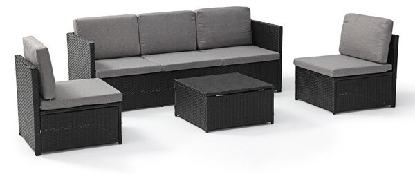 AVENBERG VIS Kerti rattan garnitúra - fekete/sötétszürke
