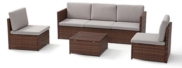 AVENBERG VIS Kerti rattan garnitúra - barna/világosszürke