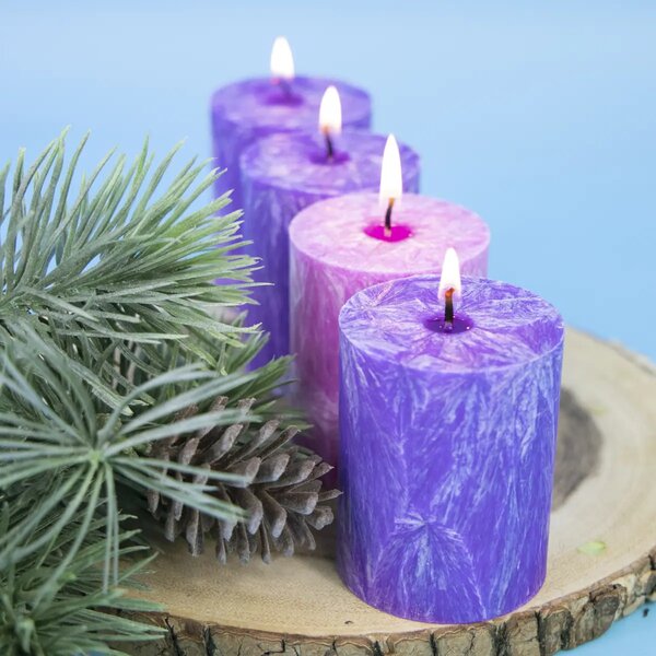 Adventi gyertyák - lila, rózsaszín - 4 db
