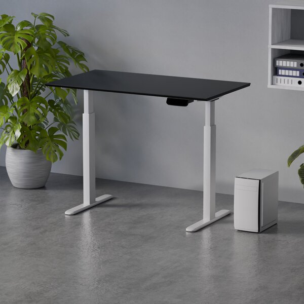 Profi elektromosan állítható magasságú íróasztal 120x67cm fekete | Dupla motor - Memória - USB - Nagy teherbírás | LVN System Control Pro