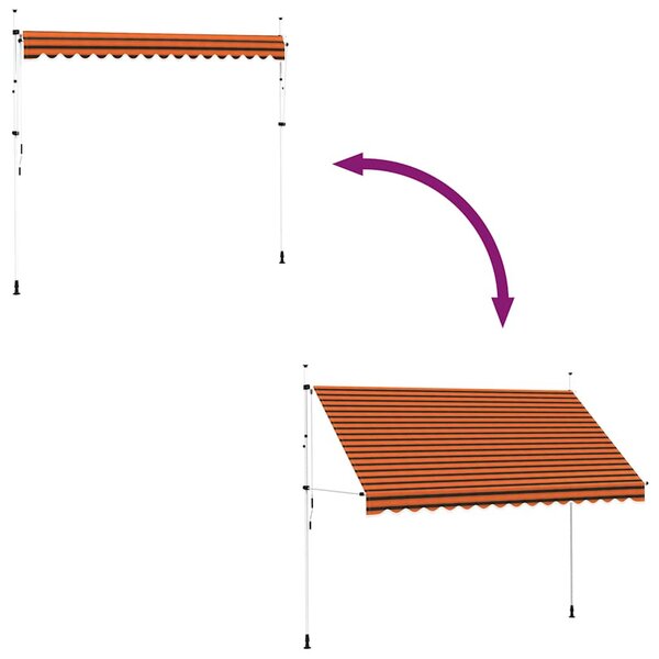 Narancssárga és barna kézzel feltekerhető napellenző 350 cm