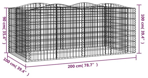 Íves horganyzott vas gabion magaságyás 200 x 100 x 100 cm