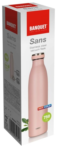Banquet rozsdamentes hőálló termoszkás palack SANS750 ml, lazacszínű