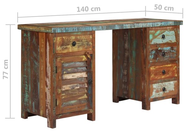 Újrahasznosított tömör fa fiókos íróasztal 140 x 50 x 77 cm
