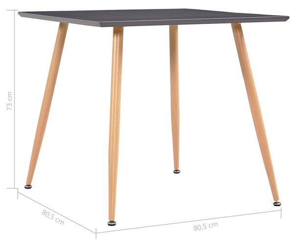 Tölgyszínű és szürke MDF étkezőasztal 80,5 x 80,5 x 73 cm