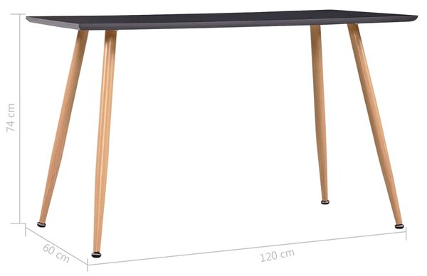 Tölgyszínű és szürke MDF étkezőasztal 120 x 60 x 74 cm