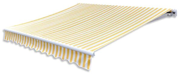 VidaXL kézi működtetésű összecsukható napellenző, sárga-fehér, 300 cm