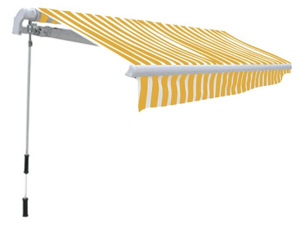 VidaXL kézi működtetésű összecsukható napellenző, sárga-fehér, 300 cm