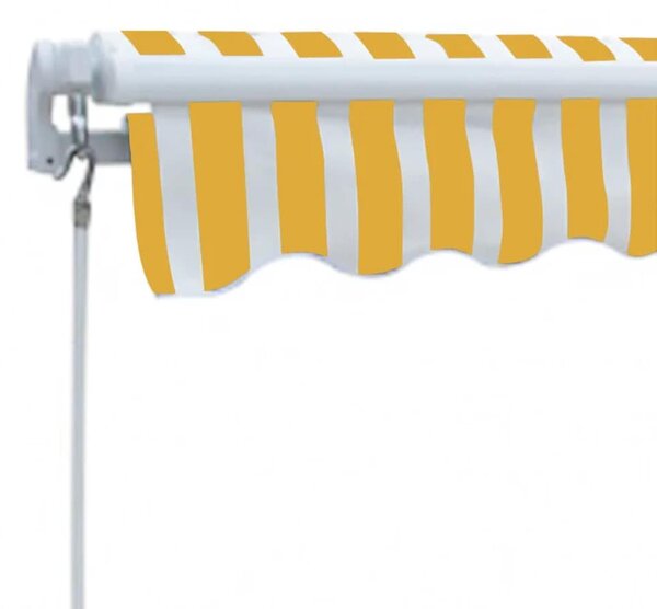 VidaXL kézi működtetésű összecsukható napellenző, sárga-fehér, 300 cm
