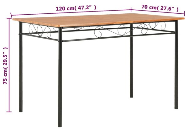Barna MDF étkezőasztal 120 x 70 x 75 cm