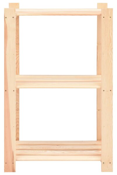 5 db 3-szintes tömör fenyőfa tárolópolc 150 kg 60 x 38 x 90 cm