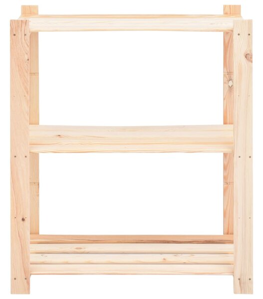 3 db 3-szintes tömör fenyőfa tárolópolc 150 kg 80 x 38 x 90 cm