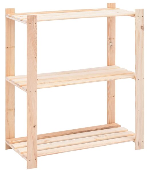 3 db 3-szintes tömör fenyőfa tárolópolc 150 kg 80 x 38 x 90 cm