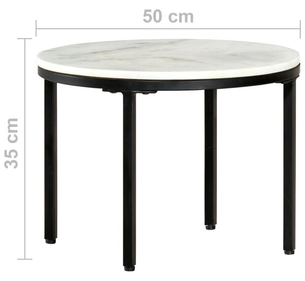Fehér és fekete valódi tömör márvány dohányzóasztal Ø50 cm