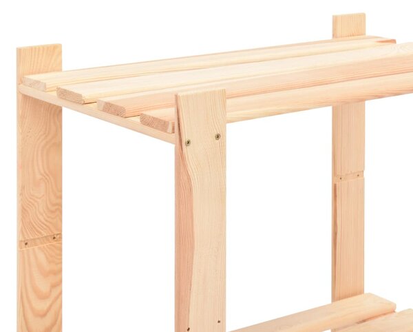 3 db 3-szintes tömör fenyőfa tárolópolc 150 kg 80 x 38 x 90 cm