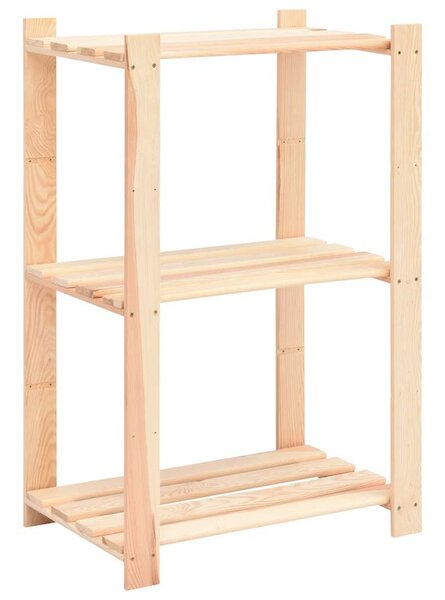 2 db 3-szintes tömör fenyőfa tárolópolc 150 kg 60 x 38 x 90 cm