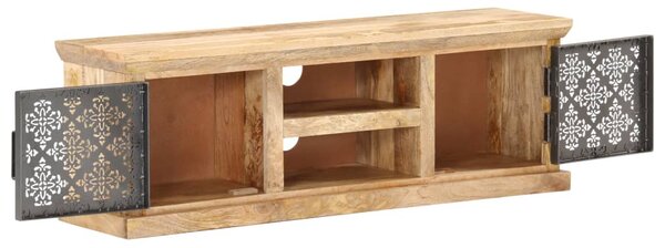 Tömör mangófa TV-szekrény acélajtókkal 120 x 30 x 40 cm
